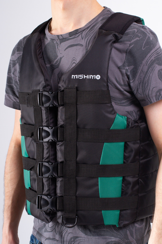 Жилет спасательный MISHIMO PRO Премиум качества Черно-зеленый в Твери
