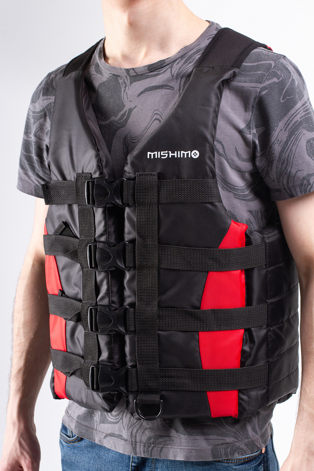 Жилет спасательный MISHIMO PRO Премиум качества Черно-красный в Твери
